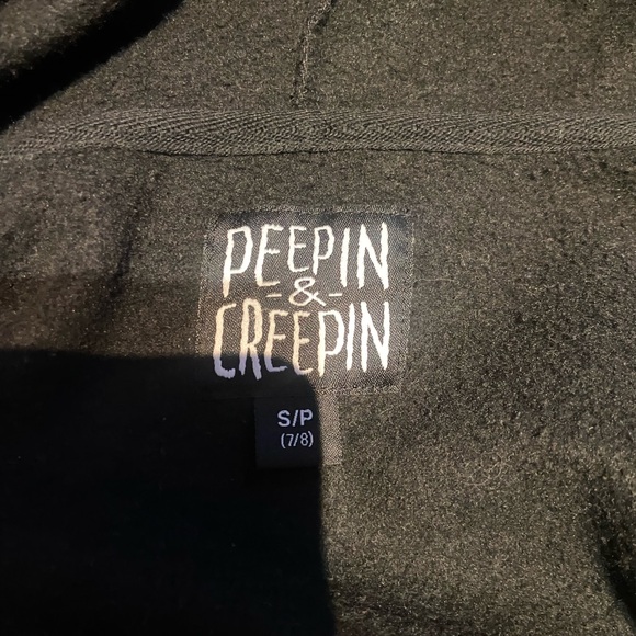 7/8T Boys Black Skull Zip Up Hoodie with mesh see through eyes / hood - Picture 7 of 7